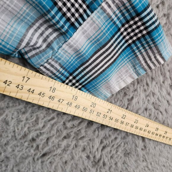 Wrangler Shirt Mens Medium Wrancher Blue Plaid Long Sleeve Pearl Snap Western - Picture 6 of 8